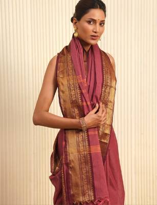 Pink woven design zari pure cotton kanjeevaram saree 3
