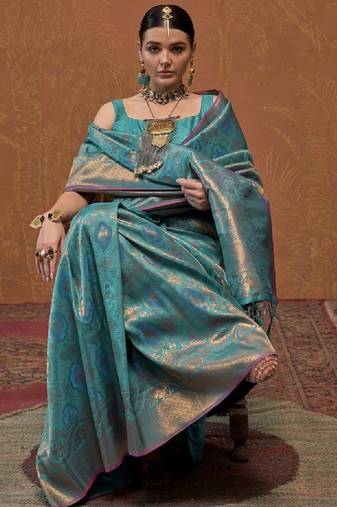 Ethnic motifs zari kanjeevaram saree
