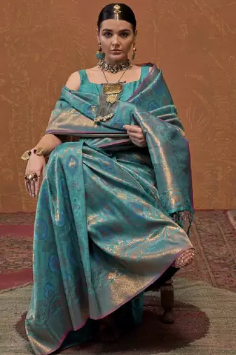 Ethnic motifs zari kanjeevaram saree