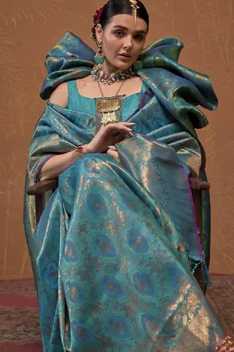 Ethnic motifs zari kanjeevaram saree