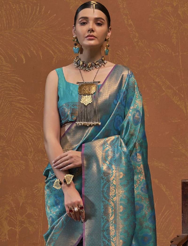 Ethnic motifs zari kanjeevaram saree