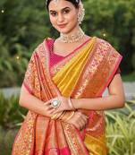 Woven design zari silk blend kanjeevaram saree