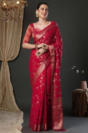 Woven design zari pure georgette kanjeevaram saree
