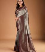 Floral zari woven design tassels saree with blouse piece
