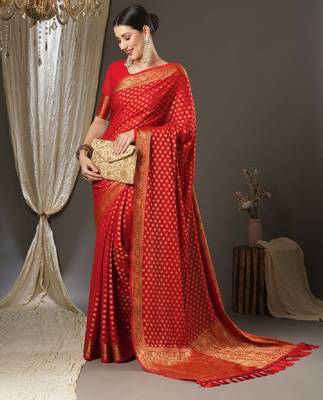 Ethnic motifs zari woven kanjeevaram saree 3