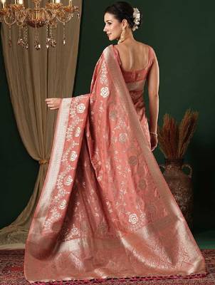 Ethnic motifs zari pure georgette kanjeevaram saree 2