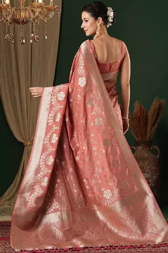 Ethnic motifs zari pure georgette kanjeevaram saree