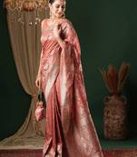 Ethnic motifs zari pure georgette kanjeevaram saree