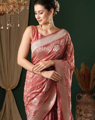 Ethnic motifs zari pure georgette kanjeevaram saree 3
