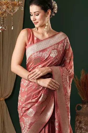 Ethnic motifs zari pure georgette kanjeevaram saree