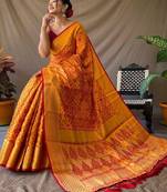 Ethnic motifs woven design zari kanjeevaram saree