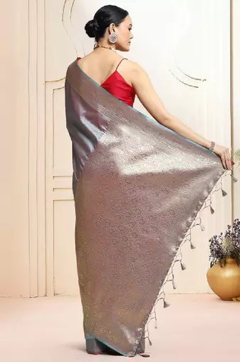 Woven design zari kanjeevaram saree with unstitched blouse
