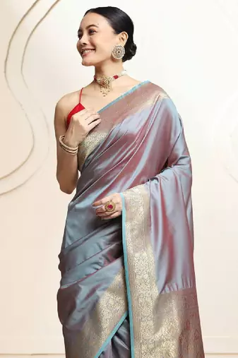 Woven design zari kanjeevaram saree with unstitched blouse
