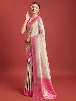 Geometric woven design zari kanjeevaram saree 1