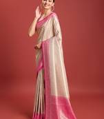 Geometric woven design zari kanjeevaram saree