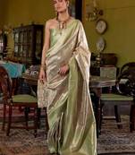 Ethnic motifs woven design zari kanjeevaram saree