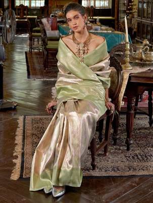 Ethnic motifs woven design zari kanjeevaram saree 2