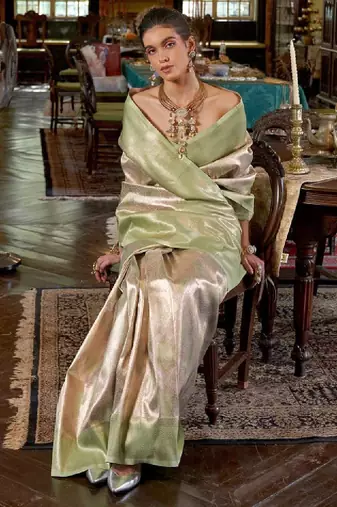 Ethnic motifs woven design zari kanjeevaram saree