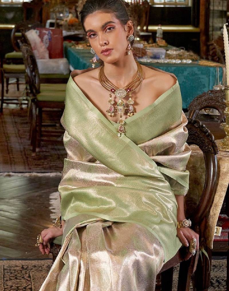 Ethnic motifs woven design zari kanjeevaram saree