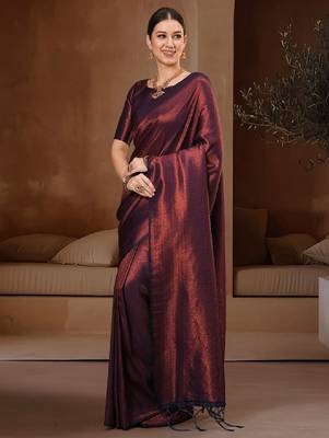 Women ethnic motifs woven design kanjeevaram saree 1