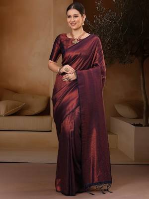 Women ethnic motifs woven design kanjeevaram saree 3