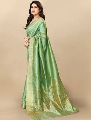 Woven design zari silk blend kanjeevaram saree 1
