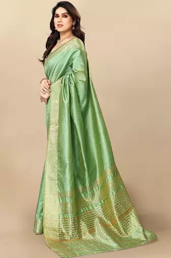 Woven design zari silk blend kanjeevaram saree