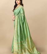Woven design zari silk blend kanjeevaram saree