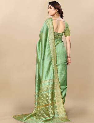 Woven design zari silk blend kanjeevaram saree 2