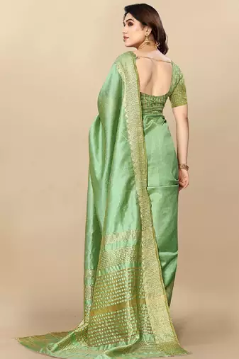 Woven design zari silk blend kanjeevaram saree