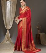Ethnic motifs zari pure georgette kanjeevaram saree