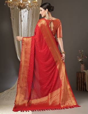 Ethnic motifs zari pure georgette kanjeevaram saree 2