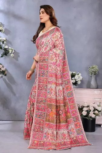 Woven design zari pashmina kanjeevaram saree