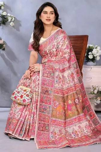 Woven design zari pashmina kanjeevaram saree