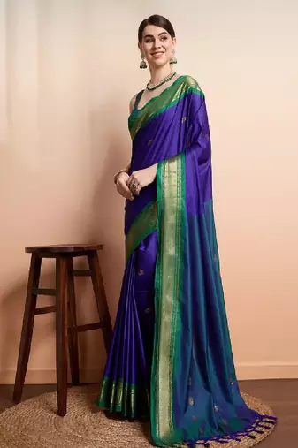 Ethnic motifs woven design zari kanjeevaram silk saree