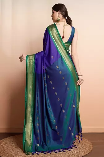 Ethnic motifs woven design zari kanjeevaram silk saree
