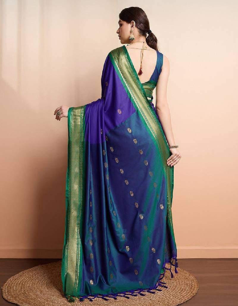 Ethnic motifs woven design zari kanjeevaram silk saree