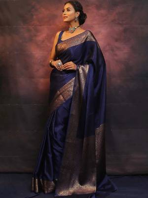 Ethnic motifs zari art silk kanjeevaram saree 1