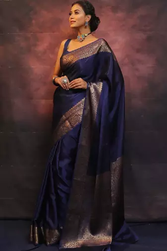 Ethnic motifs zari art silk kanjeevaram saree