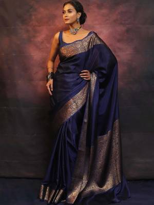Ethnic motifs zari art silk kanjeevaram saree 3