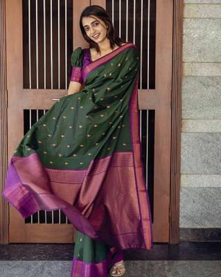 Woven design zari art silk kanjeevaram saree 1