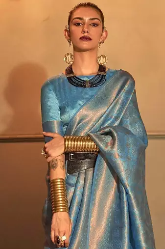 Woven design zari silk blend kanjeevaram sarees