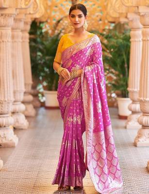 Ethnic motif zari woven kanjeevaram saree 1