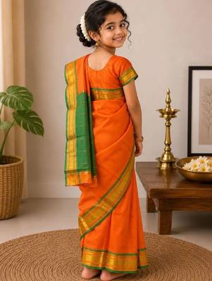 Girls embroidered kanjeevaram saree 1