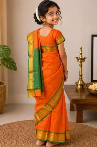Girls embroidered kanjeevaram saree