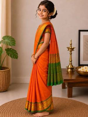 Girls embroidered kanjeevaram saree 2