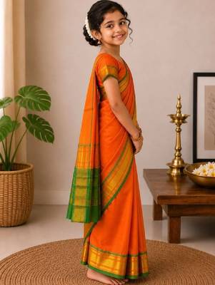 Girls embroidered kanjeevaram saree 3