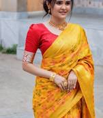 Woven design zari kanjeevaram silk blend saree