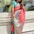 Peach floral woven design zari kanjeevaram silk saree