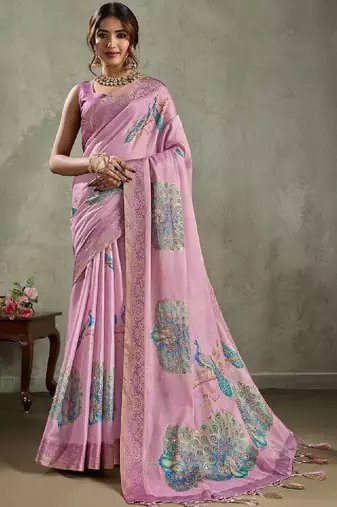 Ethnic motifs printed aari work tissue kanjeevaram saree